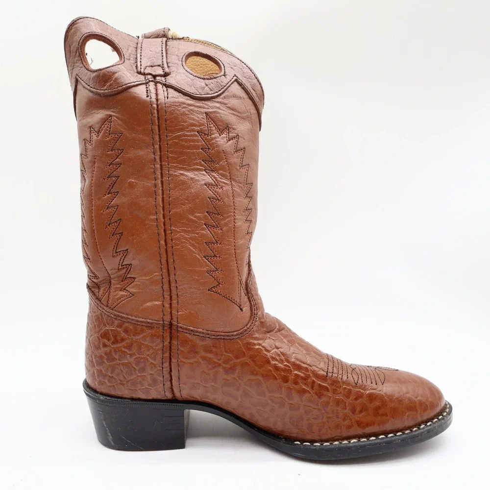 Laredo Tan Bullhide Western Boots Boys 2D Tan Leather NWT Deadstock CB293